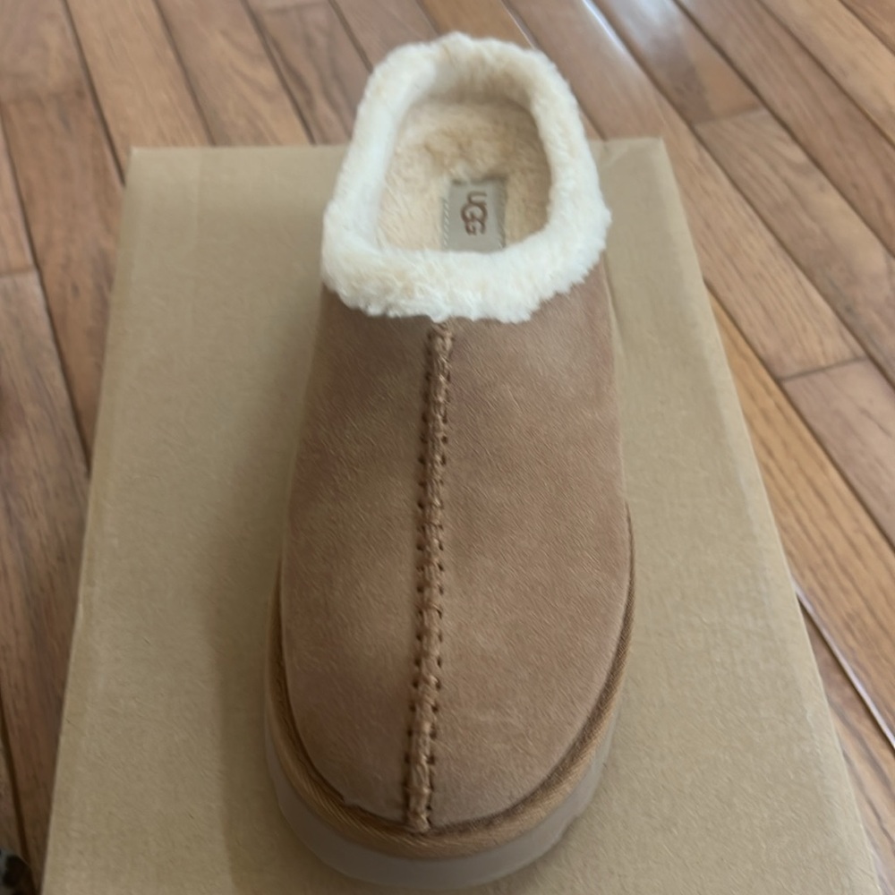 UGG Chestnut Suede Shearling-Lined Mule Clog